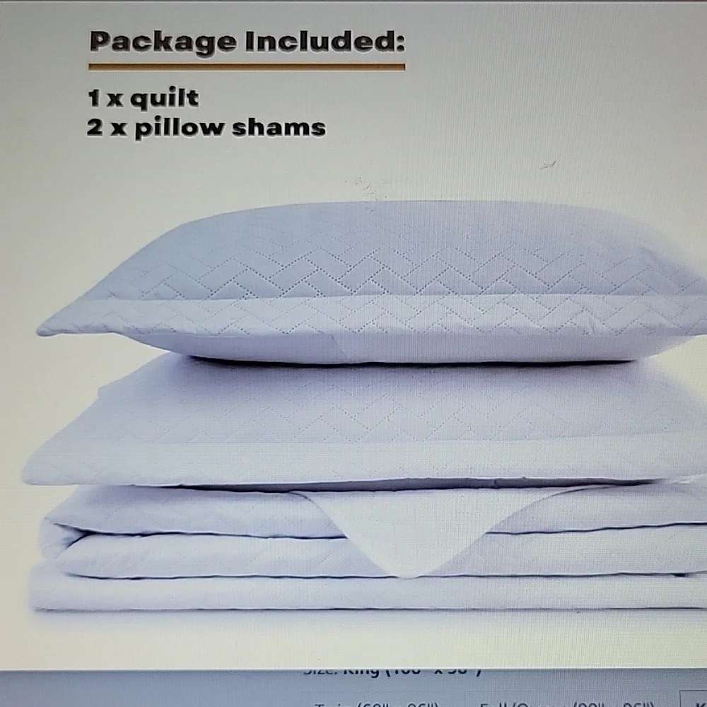 Maple&Stone 3pc chevron white lightweight quilt set King 106